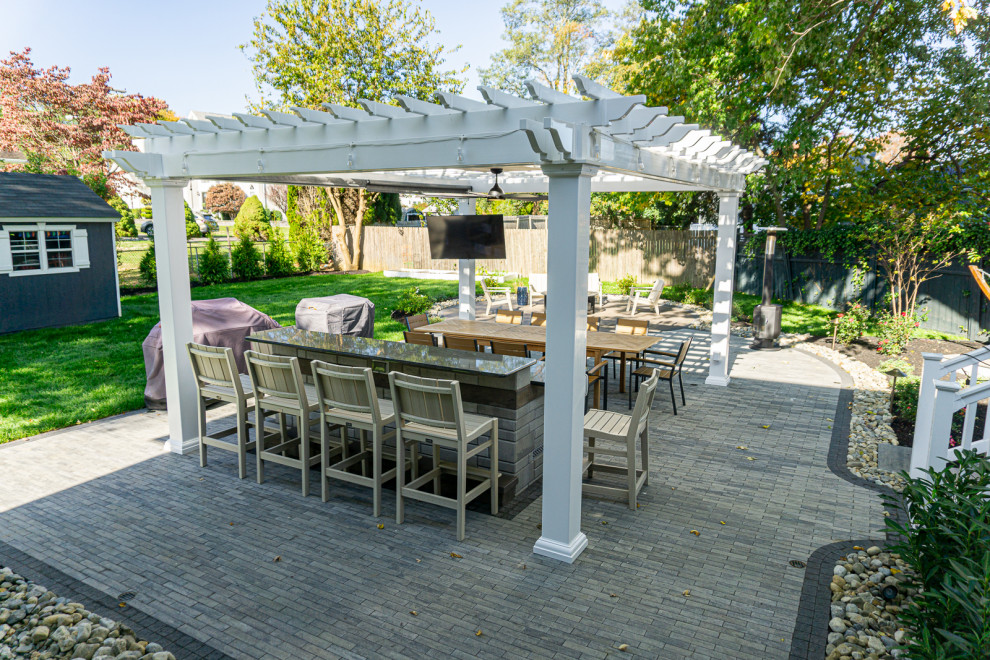 Oceanport, NJ: Paver Patio, Pergola, Outdoor Kitchen & Fire Pit Patio