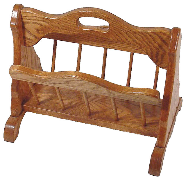 Amish Made Oak Storage Rack With Handle Traditional Magazine Racks