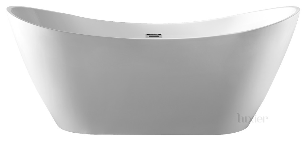 Luxury Contemporary Freestanding Acrylic Bathtub, White, 70"