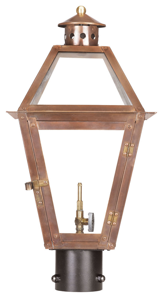 Outdoor Gas Post Lantern Grande Isle Collection, Solid Brass and Aged