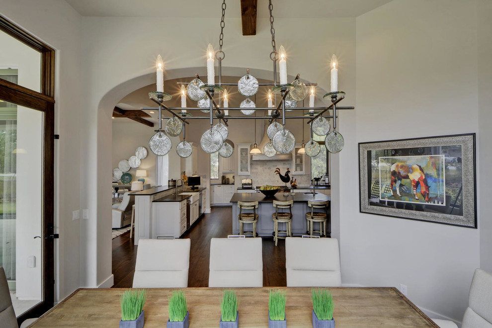 Kitchen/dining room combo - large transitional kitchen/dining room combo idea in Austin