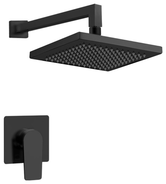 Matte Black Shower Faucet Set With 8 Rain Shower Head Contemporary Showerheads And Body 