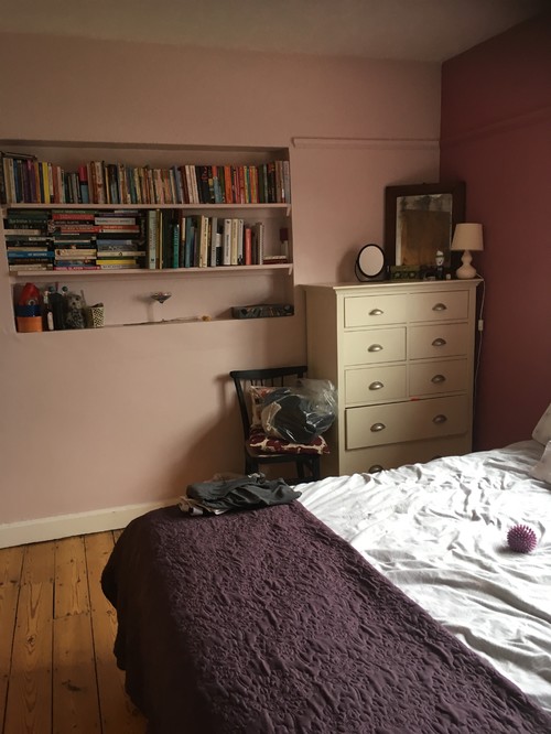 "Ugly"bedroom wall advice please!