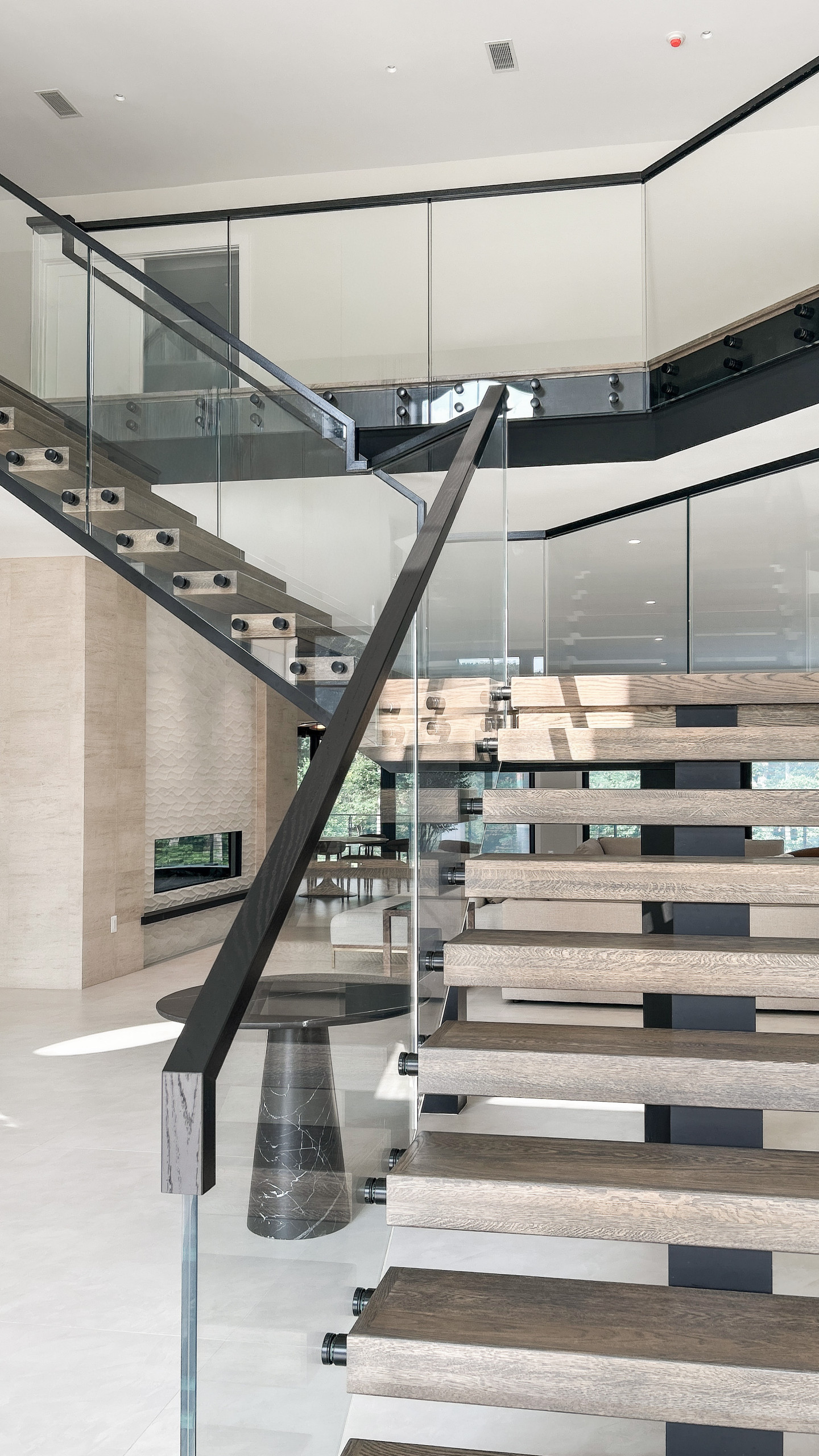 Project #159 | Modern Foyer Stair with Stand-off Glass Railing