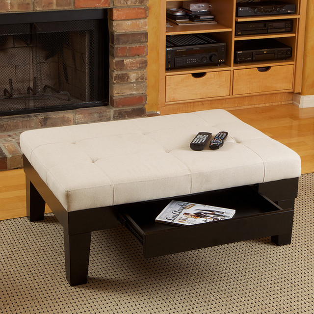 Patterson Ivory Linen Storage Ottoman Modern Living Room Los Angeles By Gdfstudio Houzz Ie