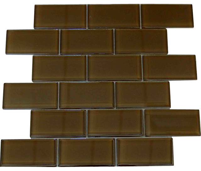 Brown 2x4 Subway Glass Tile, Brown, 2x4, Carton - Contemporary - Mosaic