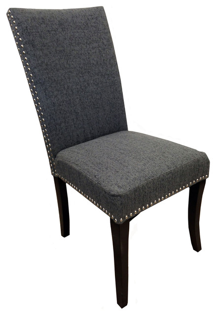 Charcoal Grey Nailhead Accented Side Chairs (Set of 2)