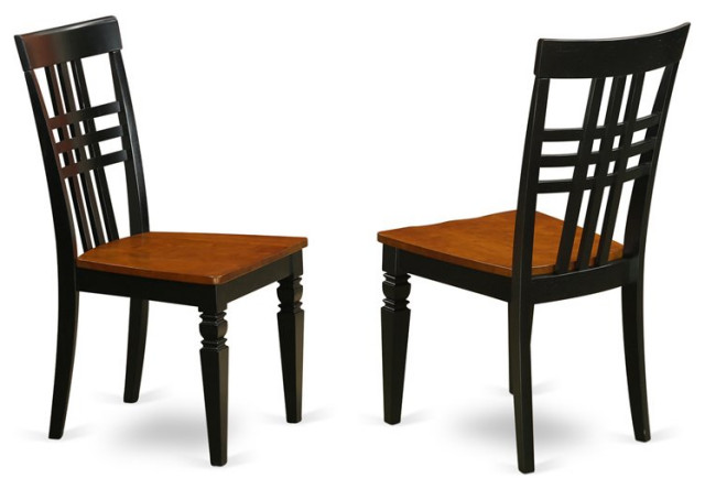 East West Furniture Logan 11" Wood Dining Chairs in Black/Cherry (Set of 2)
