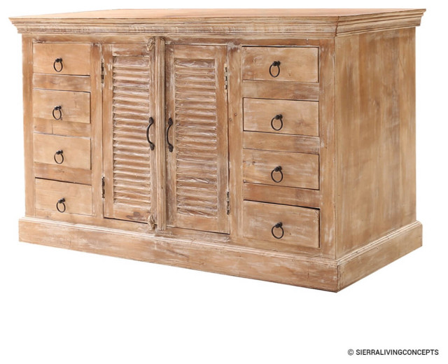 Fahey Rustic Solid Wood 8 Drawer Large Sideboard Cabinet