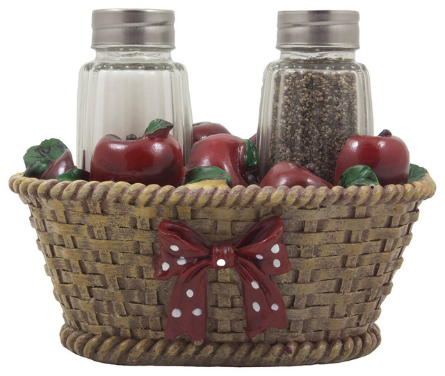 Apple Basket Salt And Pepper Shaker 3 Piece Set Farmhouse Salt