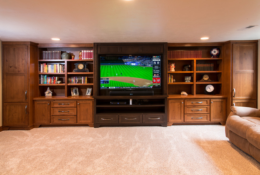 Example of a mid-sized transitional underground basement design