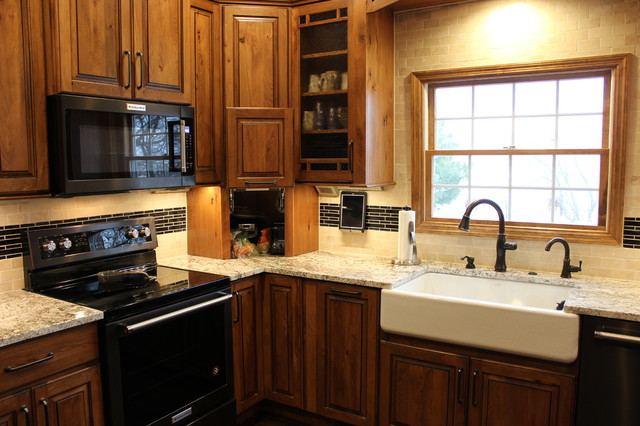 Rural Kewanee Kitchen Remodel With Rustic Beech Cabinets And White Sand   Home Design 