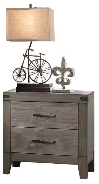 Wademan Industrial Nightstand Gray Transitional Nightstands And Bedside Tables By Amoc