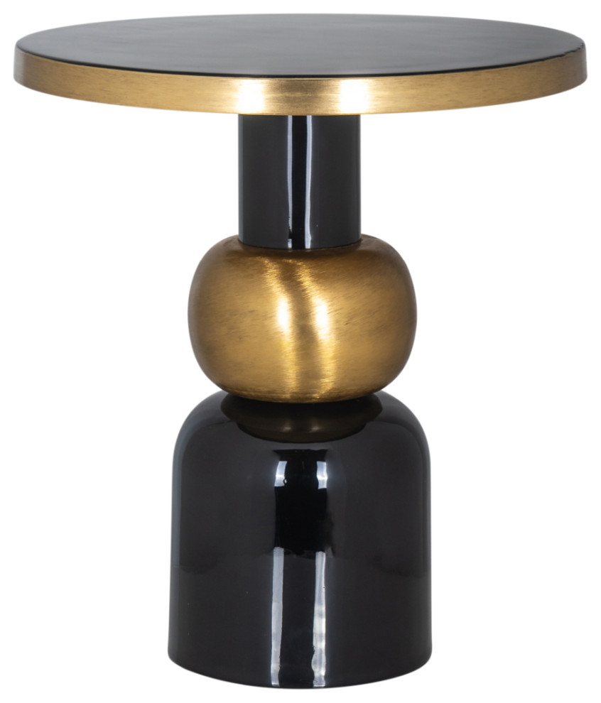 Black Pedestal End Table OROA Mose, Large Contemporary Side