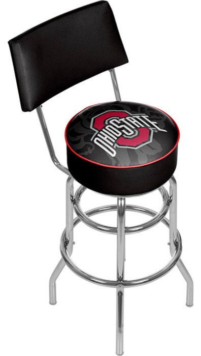 Ohio State Faded Brutus Padded Bar Stool with Back