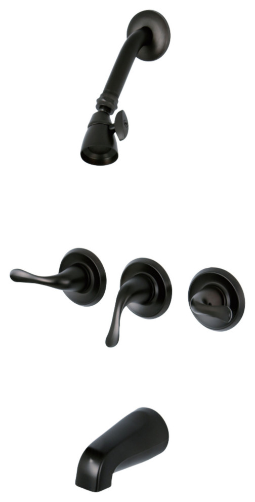 Kingston Brass ThreeHandle Tub Shower Faucet Traditional Tub And