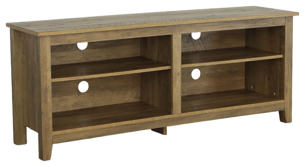 Taft 58" TV Entertainment Console, Rustic Oak Brown Transitional