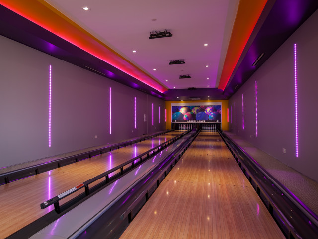 Sleek Indoor Bowling Alley - Contemporary - Home Gym - Dallas - by Joanie  Wyll & Associates, Inc. | Houzz
