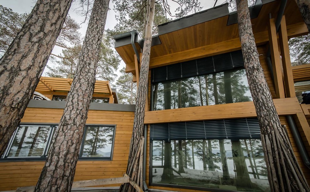 Фасадное остекление с автоматическими рафшторами