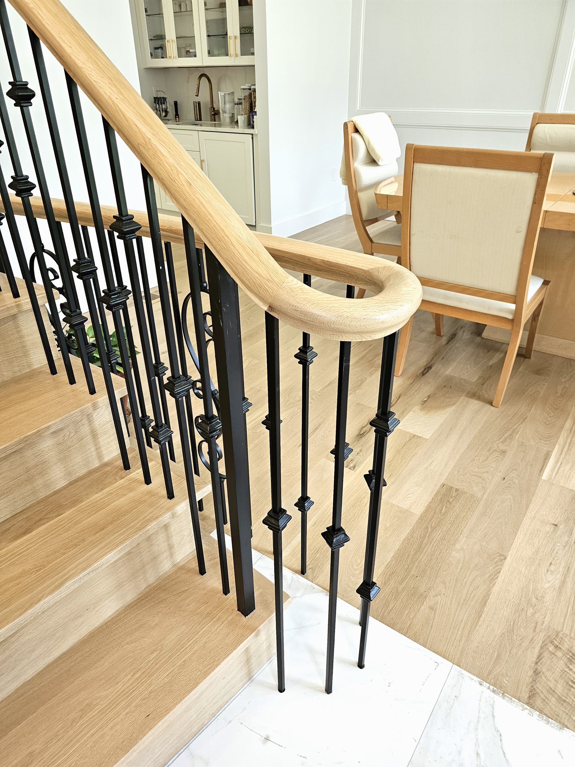 120_Luxurious White Oak Stair with Iron Balusters, Great Falls, 22066