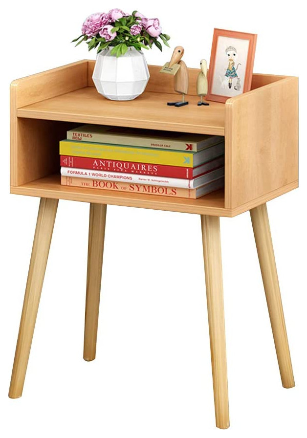 Durable Side Table, Box Frame Structure Solid Wood Legs Transitional