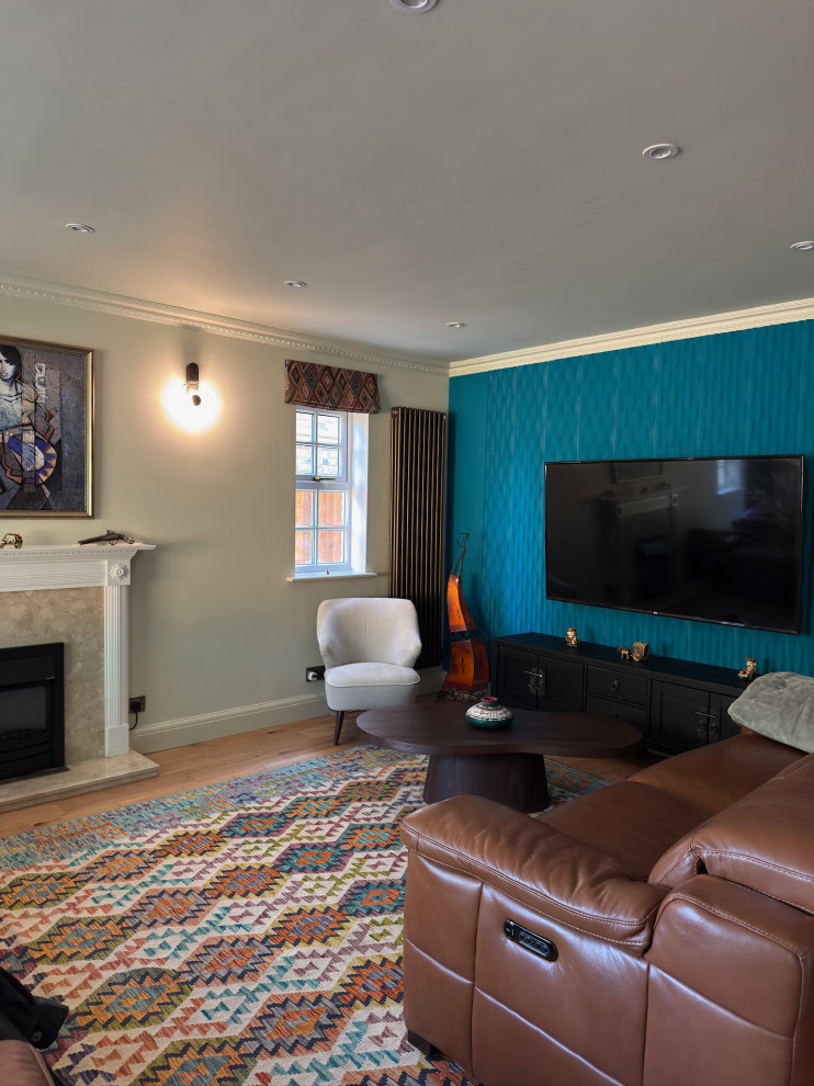 Bold and ethnic Transitional style Living/Dining room