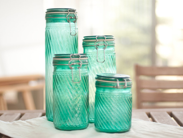 Teal Canisters by Sun Porch Studio, Set of 4 - Contemporary - Kitchen ...