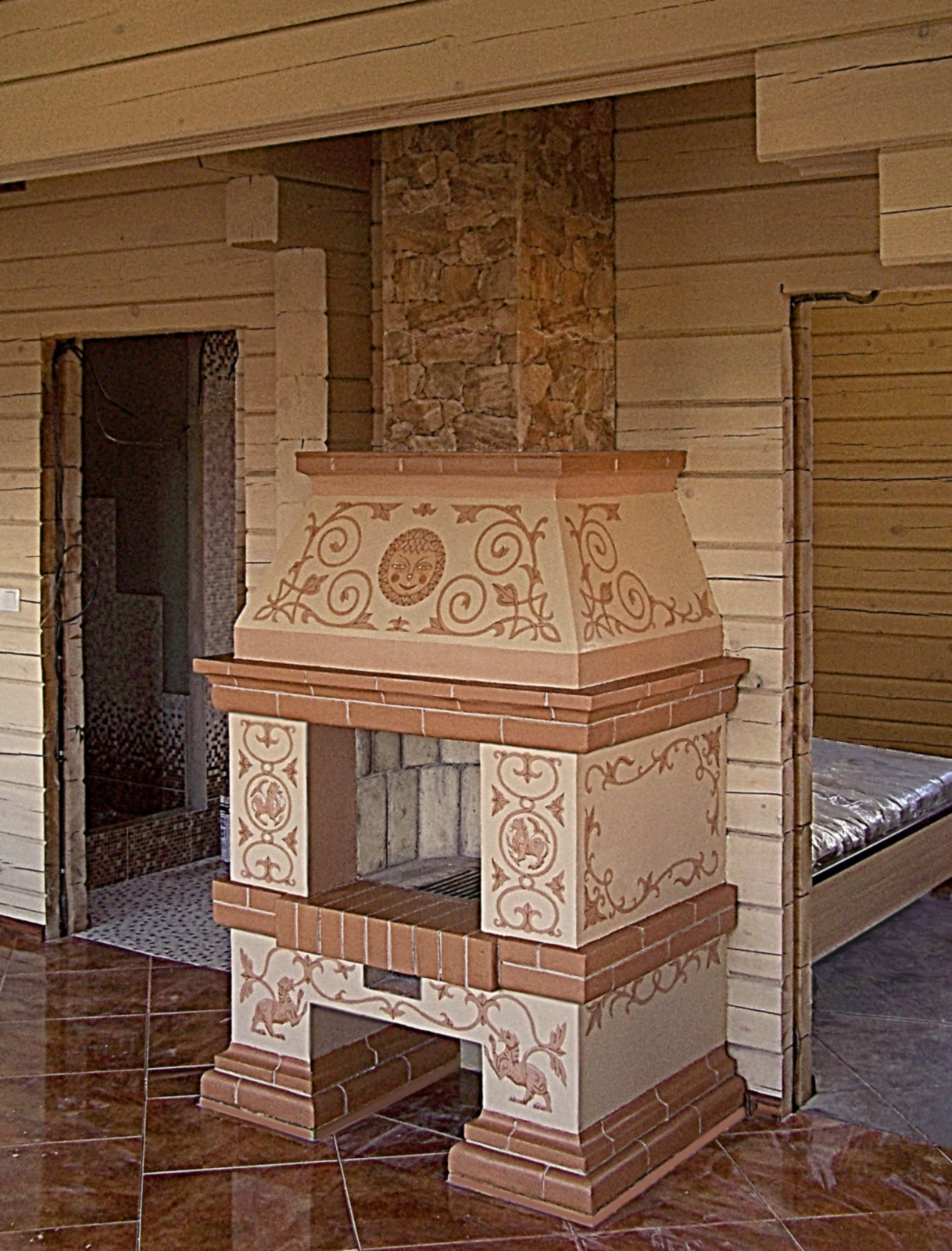 Роспись камина в русском стиле