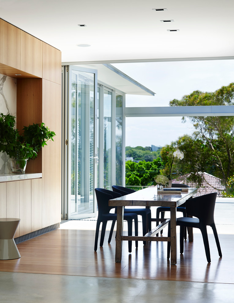 Inspiration for an expansive contemporary open concept living room in Sydney with white walls.