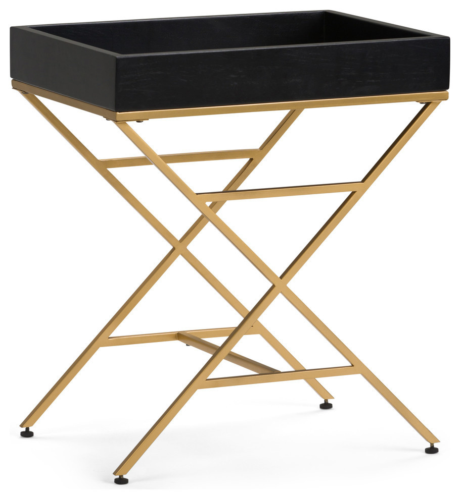 Moira Contemporary 20" Wide Metal and Wood Accent Side Table, Matte