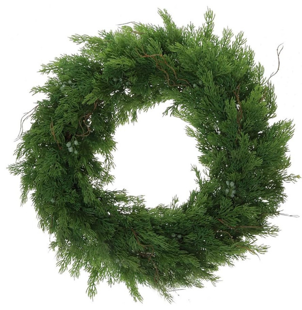 22Inch Juniper Wreath Perfect for Home & Office Modern Wreaths And