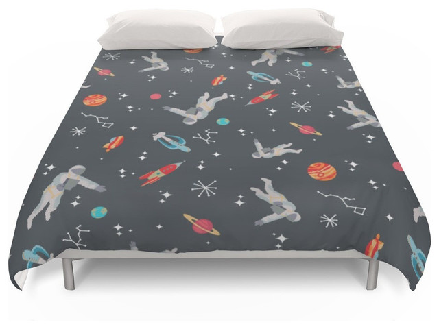 Spaceships Planets And Astronaut Duvet Cover Contemporary