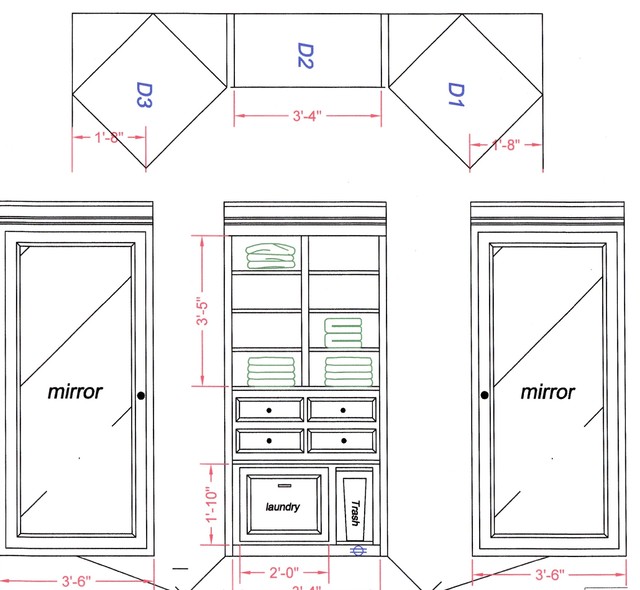 Closet design transitional-interior-elevation