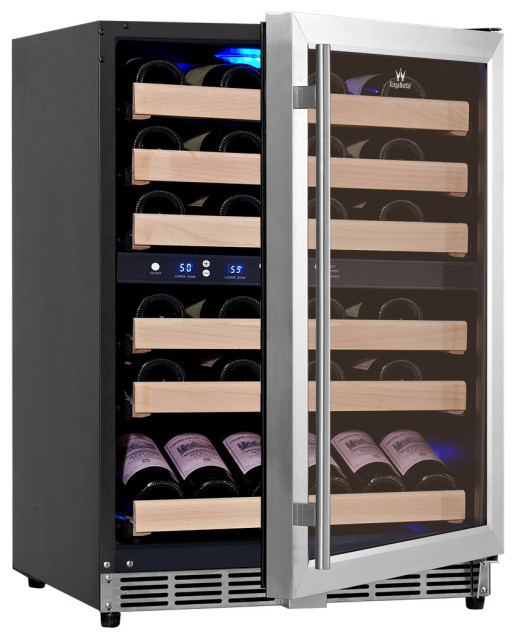 24" Dual Zone Undercounter Wine Cooler, Quiet and EnergySaving