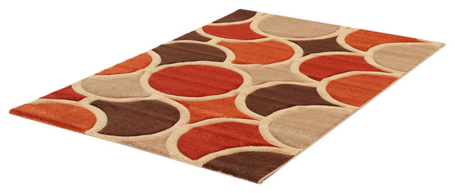 Sixties Area Rug, Orange and Brown, 100x150 cm