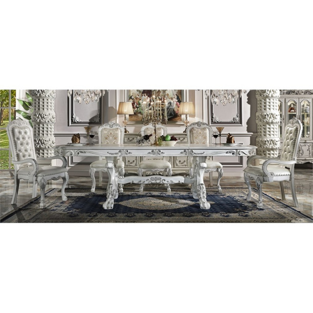 ACME Dresden Wooden Dining Table with Claw Legs in Bone White ...