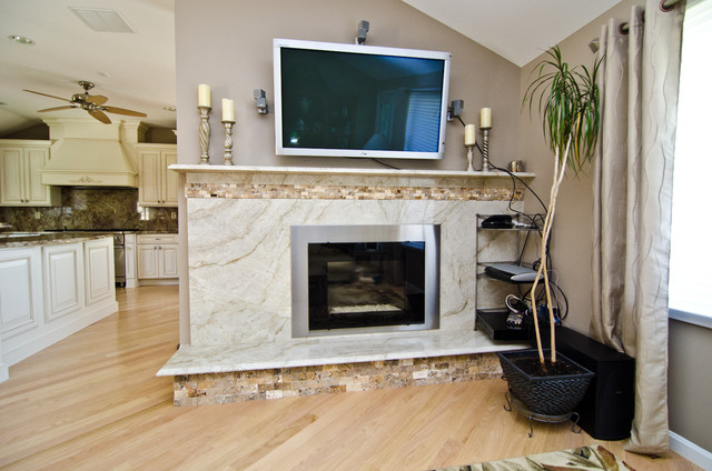 Taj Mahal Quartzite Fireplace Surround - Contemporary - Living Room ...