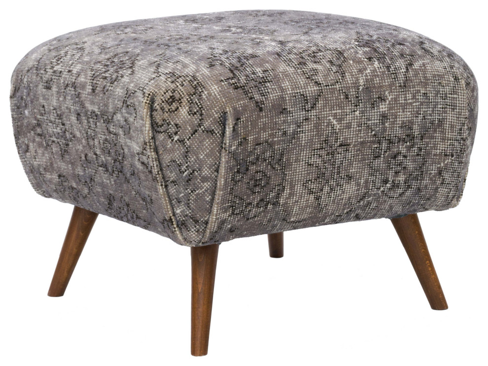 Vintage Rug Upholstered Ottoman Midcentury Footstools And Ottomans