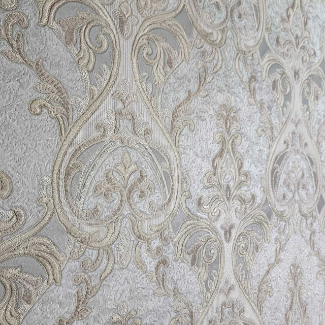 Victorian silver gray brass gold metallic ogee damask textured ...
