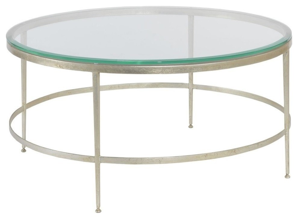 Modern Round Cocktail Table Beveled Glass