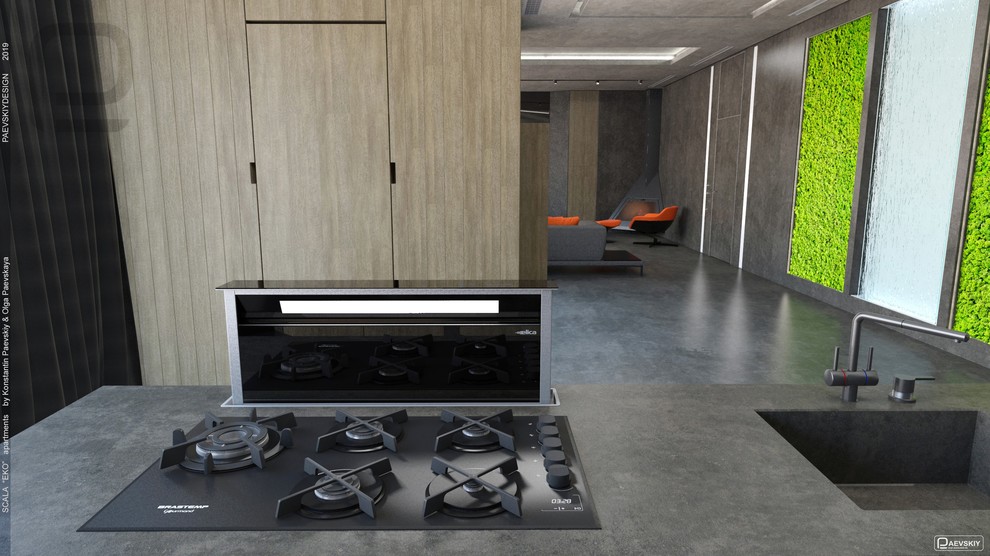 Современная кухня в загородном доме