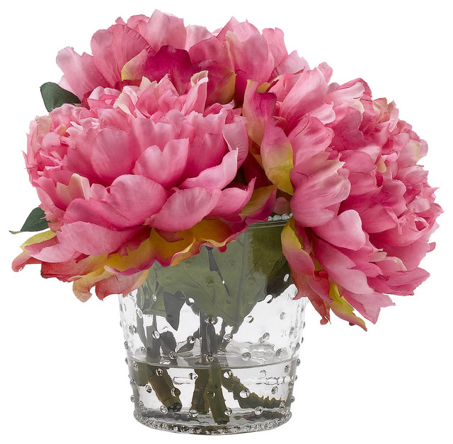 Pink Peonies, Glass Vase