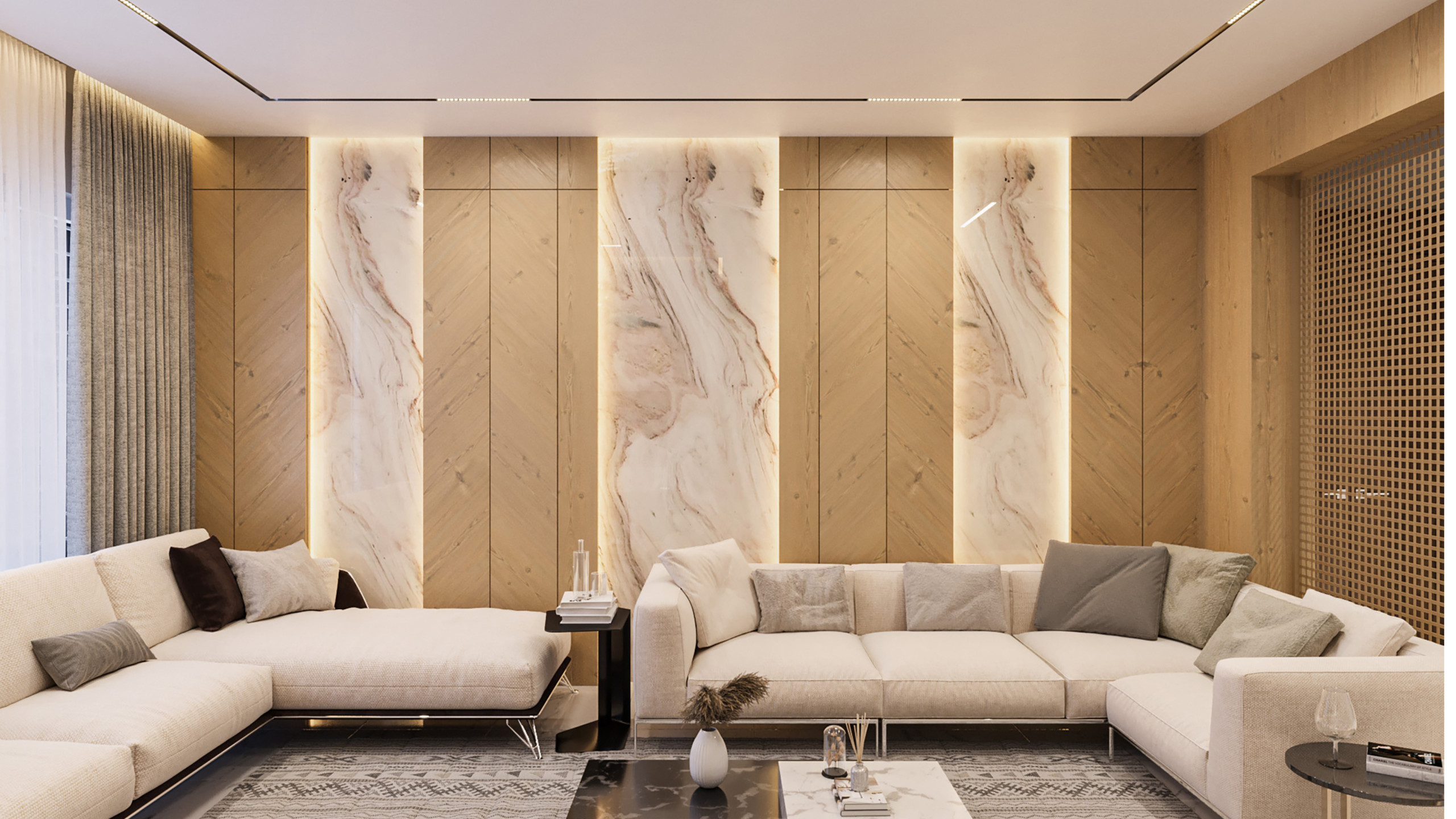 Sleek Contemporary Home Cinema with Luxe Accents in Banstead