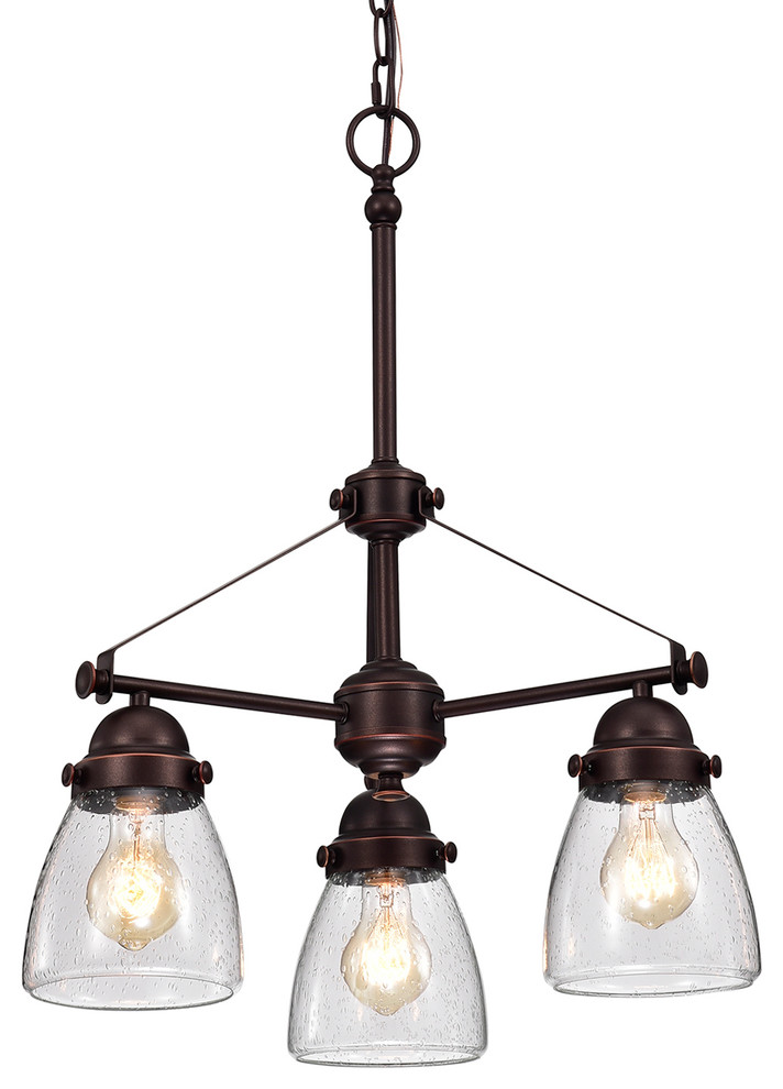 Light Oil Rubbed Bronze Chandelier, Seeded Glass Shade For Chandelier