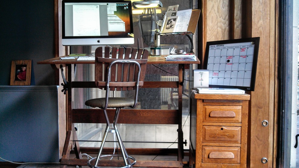This is an example of an eclectic home office in Indianapolis.