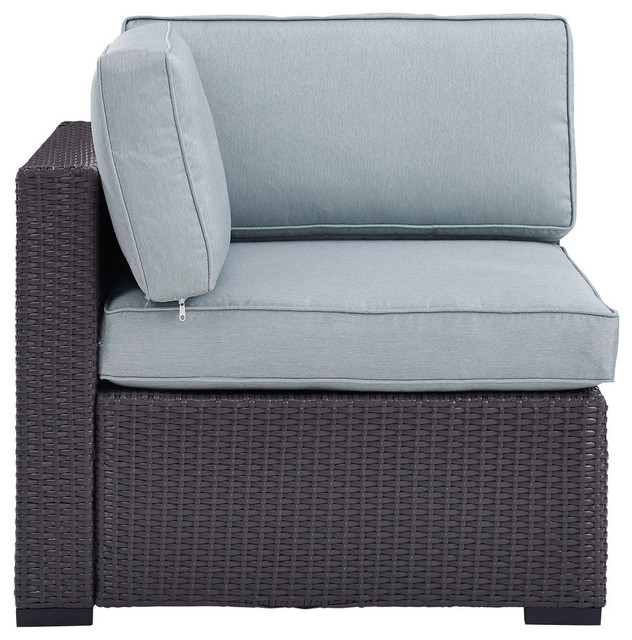 Crosley Furniture Biscayne Rattan & Fabric Corner Patio Chair in Mocha