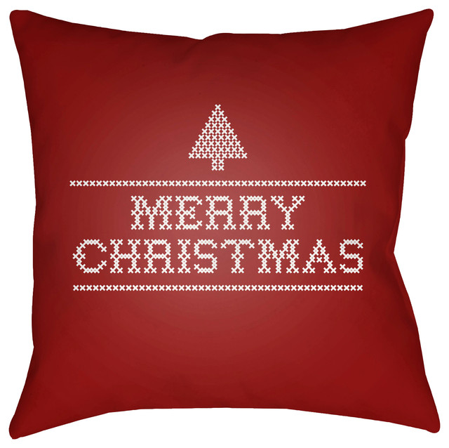 Merry Christmas III Pillow 18x18x4 Contemporary Outdoor Cushions