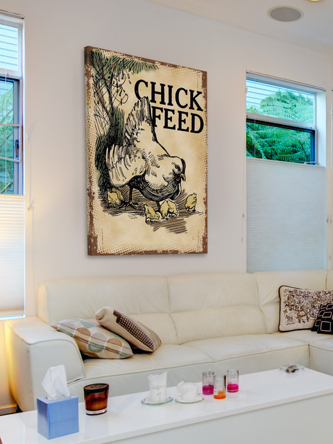 Chicken Chick Feed contemporary-living-room