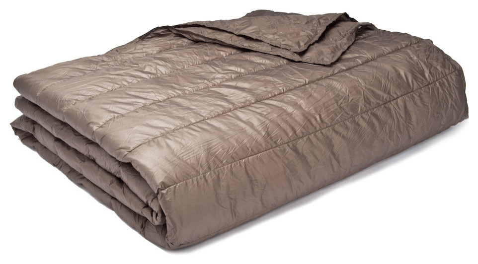 PUFF Packable Down Alternative Indoor/Outdoor Water Resistant Blanket , Taupe, F