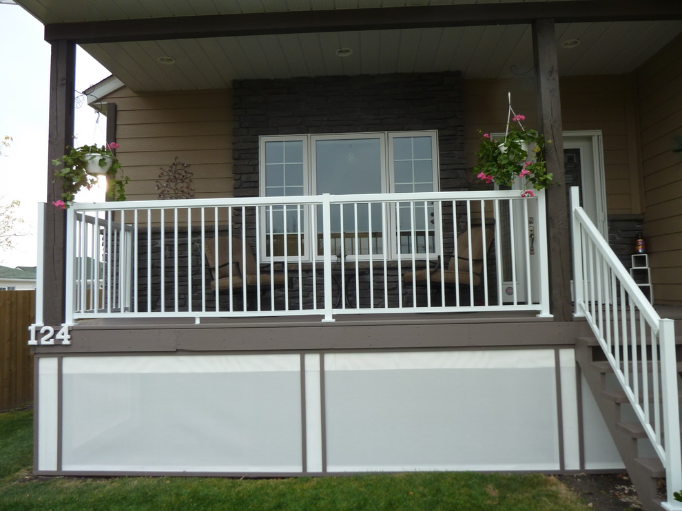 Photo of a contemporary deck in Other with with skirting.